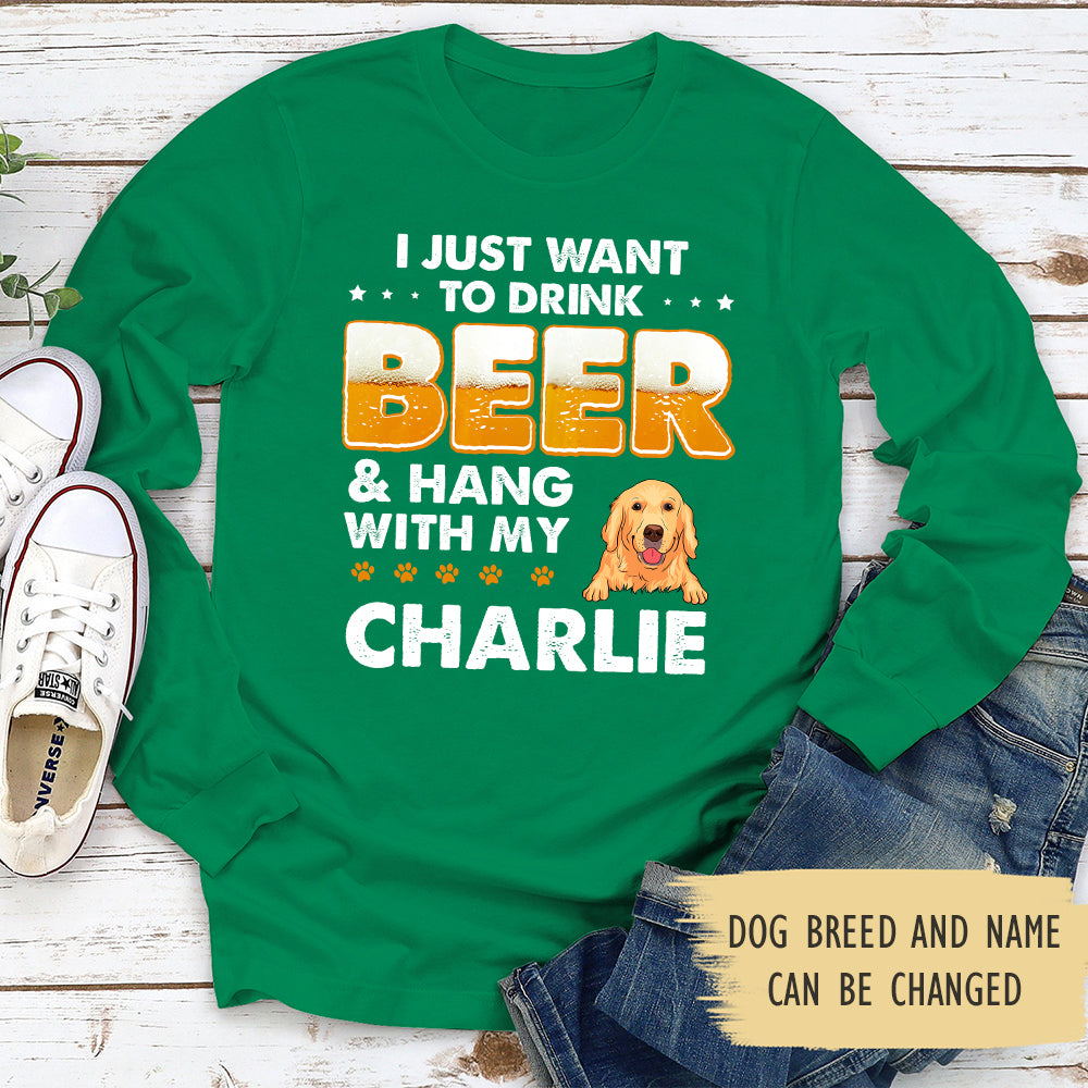 Beer And Dog - Personalized Custom Long Sleeve T-shirt