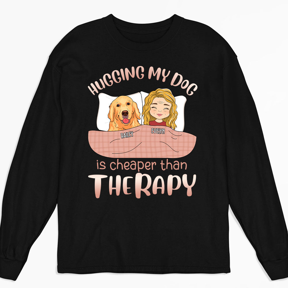 Hugging My Dog - Personalized Custom Long Sleeve T-shirt
