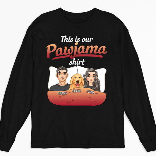 Couple Pajama With Pet- Personalized Custom Long Sleeve T-shirt