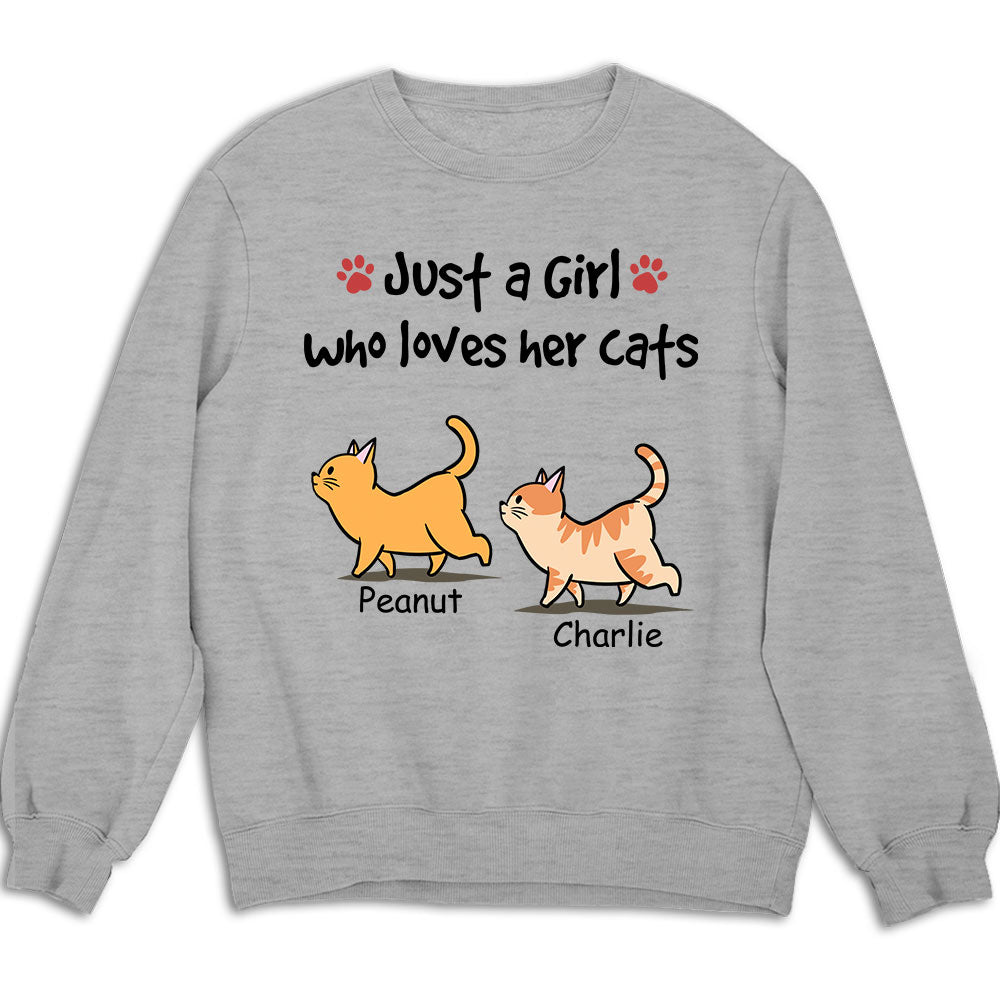 Just A Girl With Cats - Personalized Custom Sweatshirt