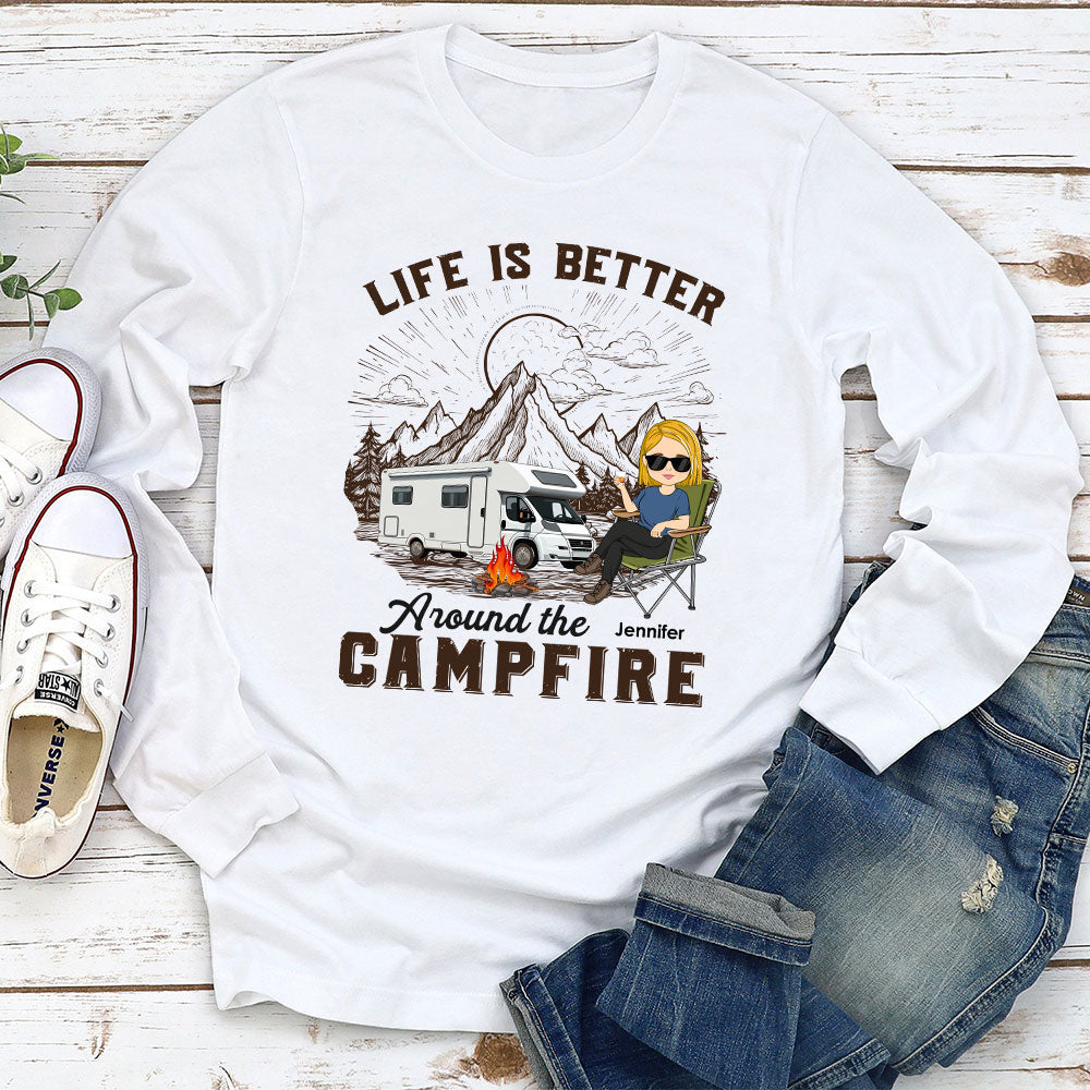 Around Campfire - Personalized Custom Long Sleeve T-shirt