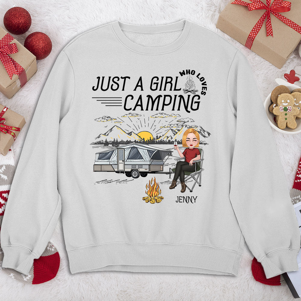 Girl Loves Camping - Personalized Custom Sweatshirt