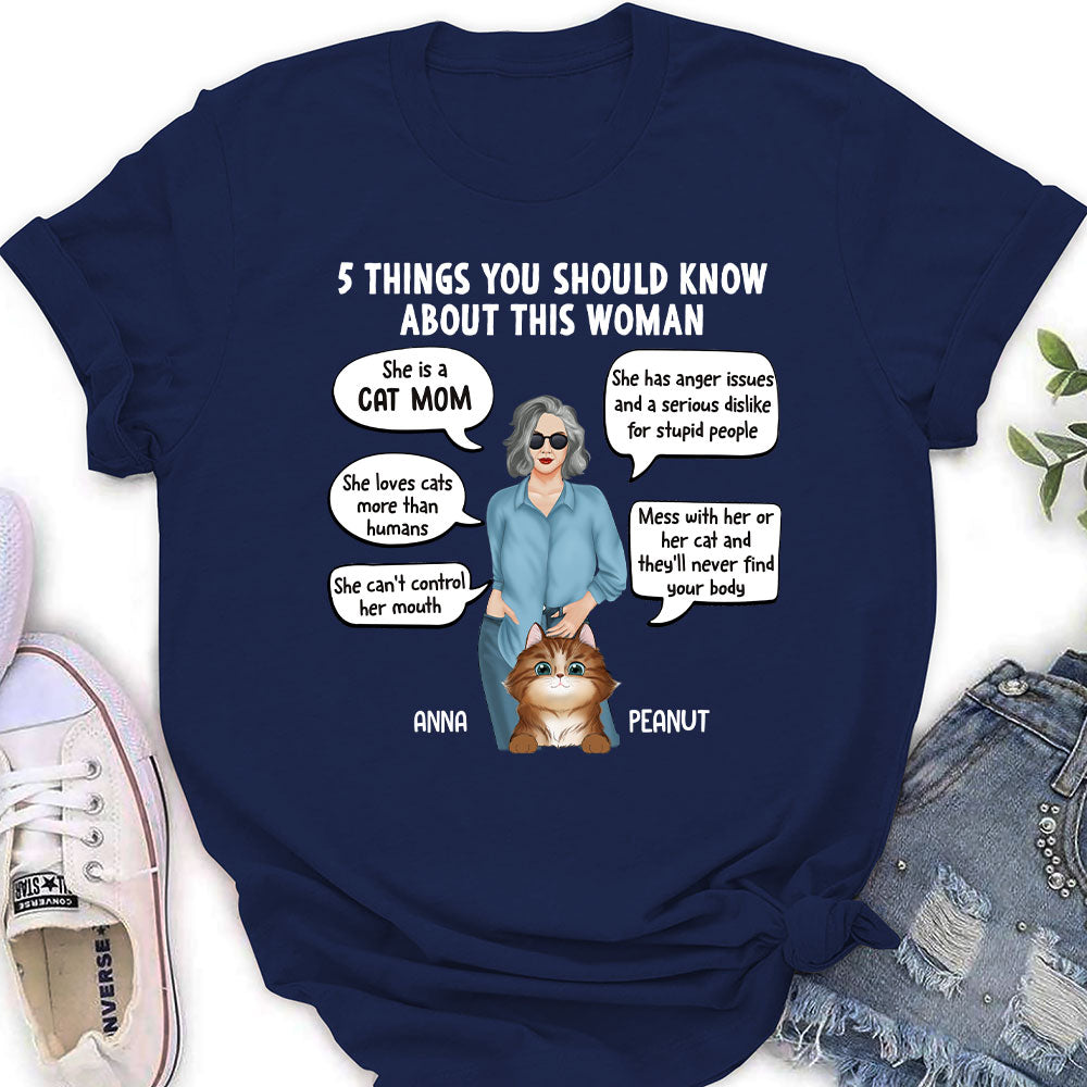 5 Things Cat Mom - Personalized Custom Women's T-shirt