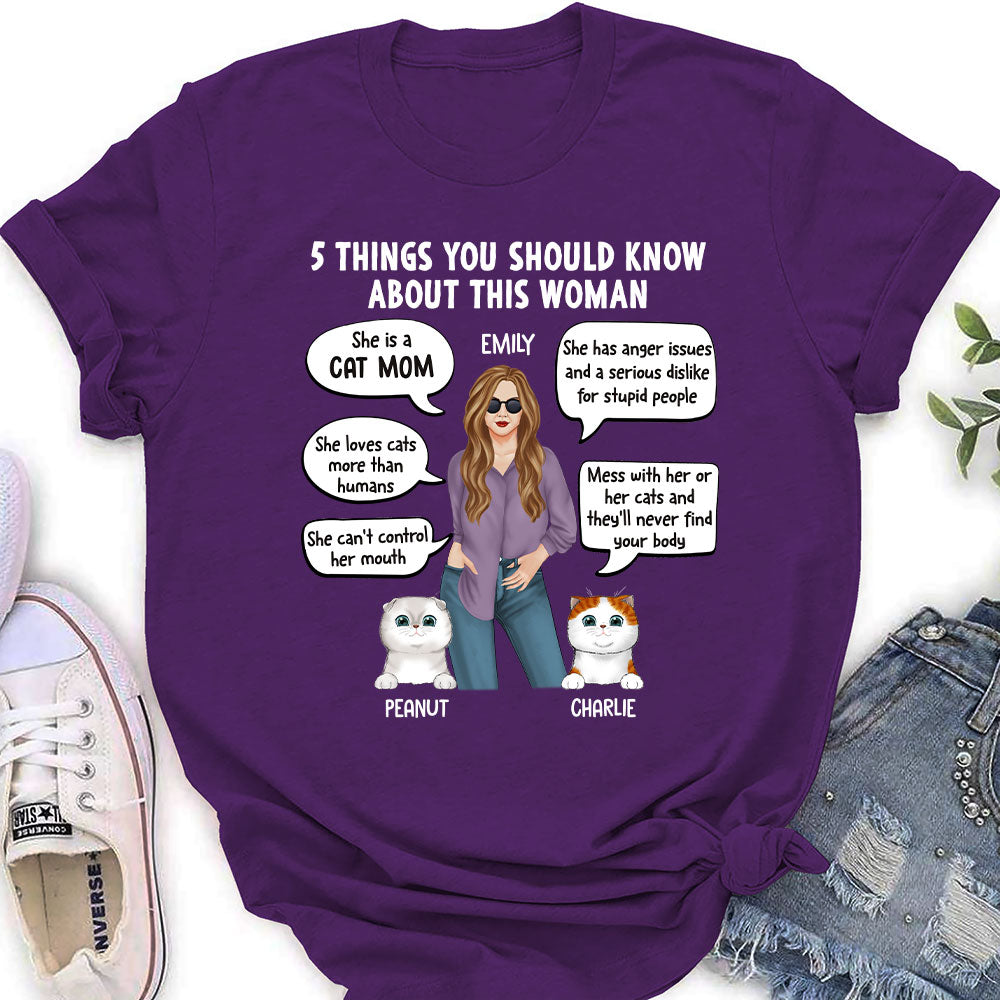 5 Things Cat Mom - Personalized Custom Women's T-shirt