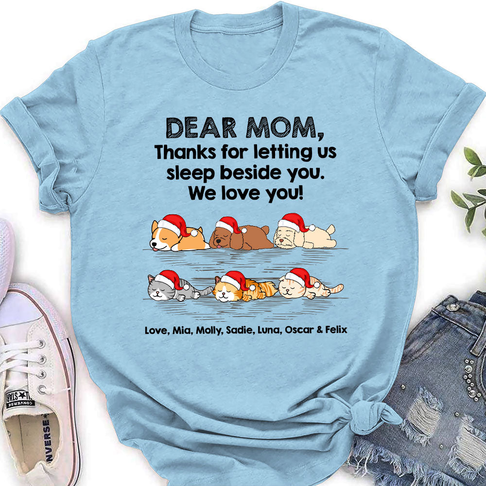 Sleep Beside Pet - Personalized Custom Women's T-shirt