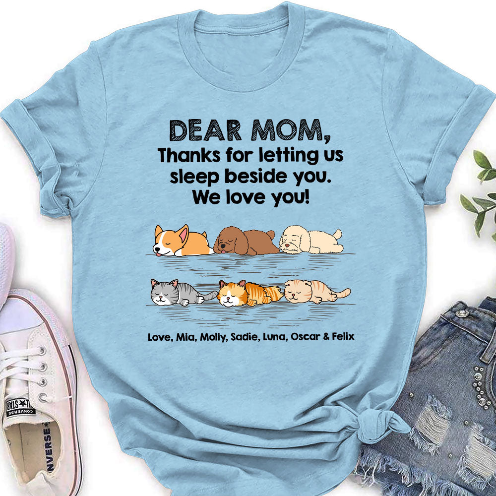 Sleep Beside Pet 2 - Personalized Custom Women's T-shirt
