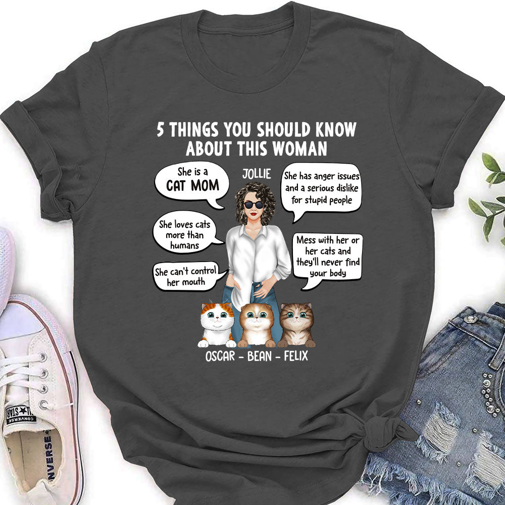 5 Things Cat Mom - Personalized Custom Women's T-shirt