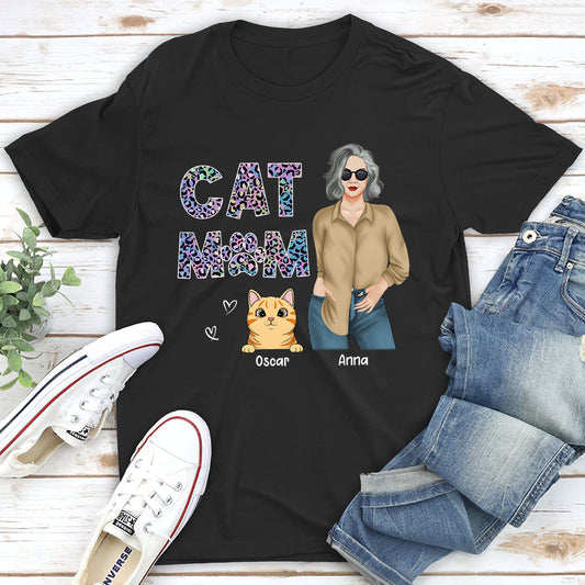 Cat Mom Pattern - Personalized Custom Unisex T-shirt