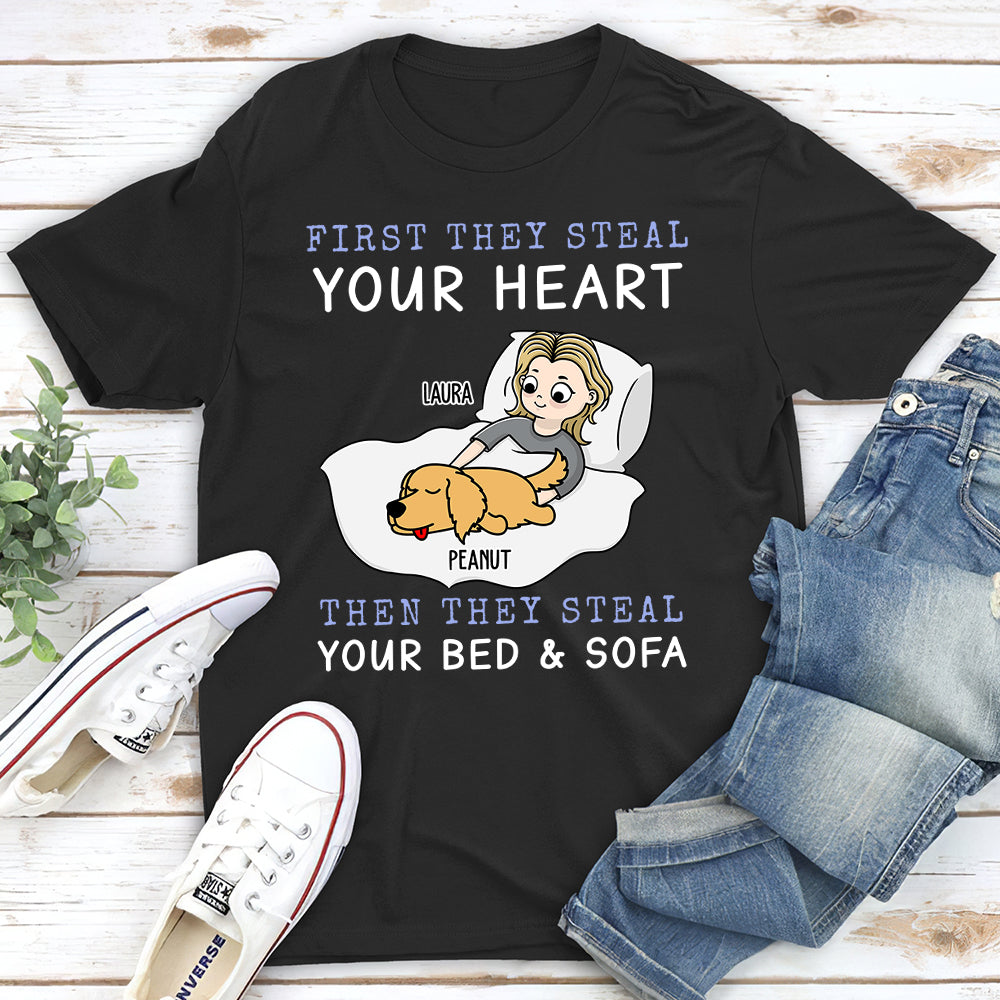 First They Steal Heart - Personalized Custom Unisex T-shirt