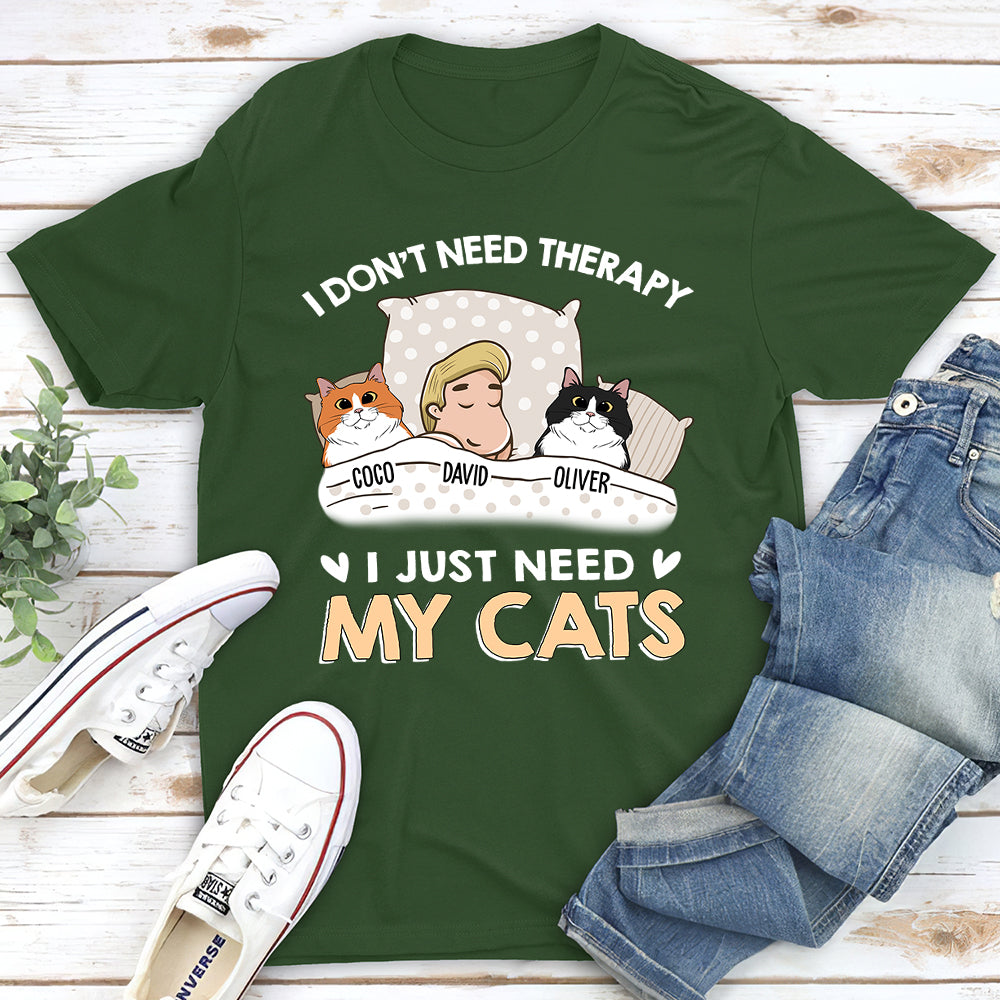 Cats Are My Therapy - Personalized Custom Unisex T-shirt