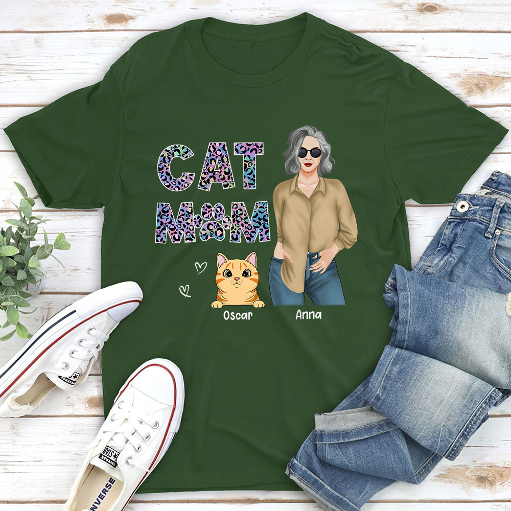 Cat Mom Pattern - Personalized Custom Unisex T-shirt