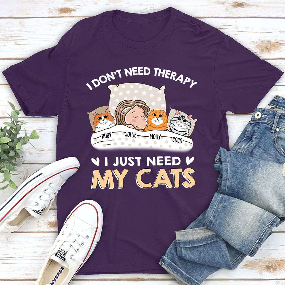 Cats Are My Therapy - Personalized Custom Unisex T-shirt