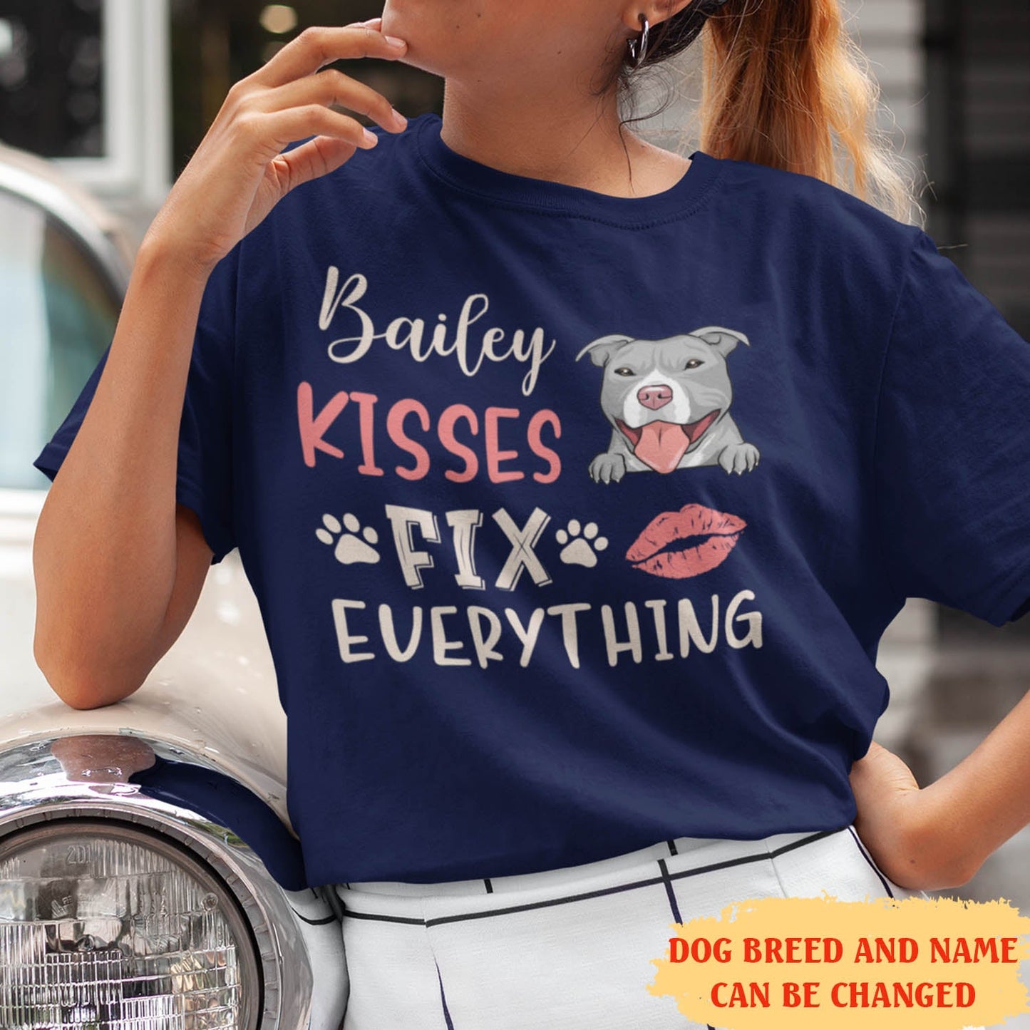 Dog kisses fix everything - Personalized Unisex T-shirt