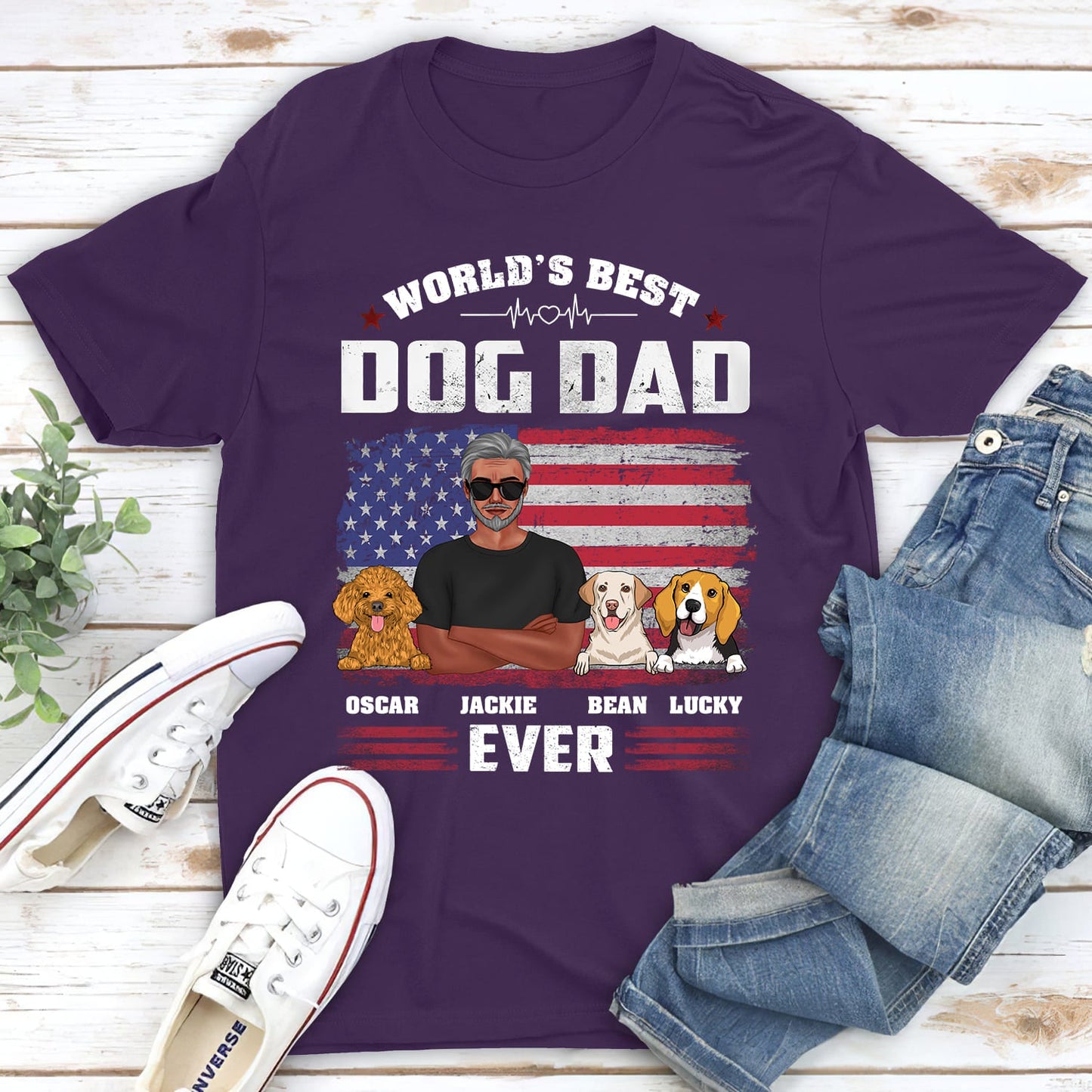 American Dog Dad - Personalized Custom Unisex T-shirt