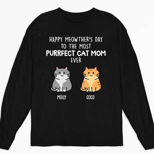 Purrfect Cat Mom 2 - Personalized Custom Long Sleeve T-shirt