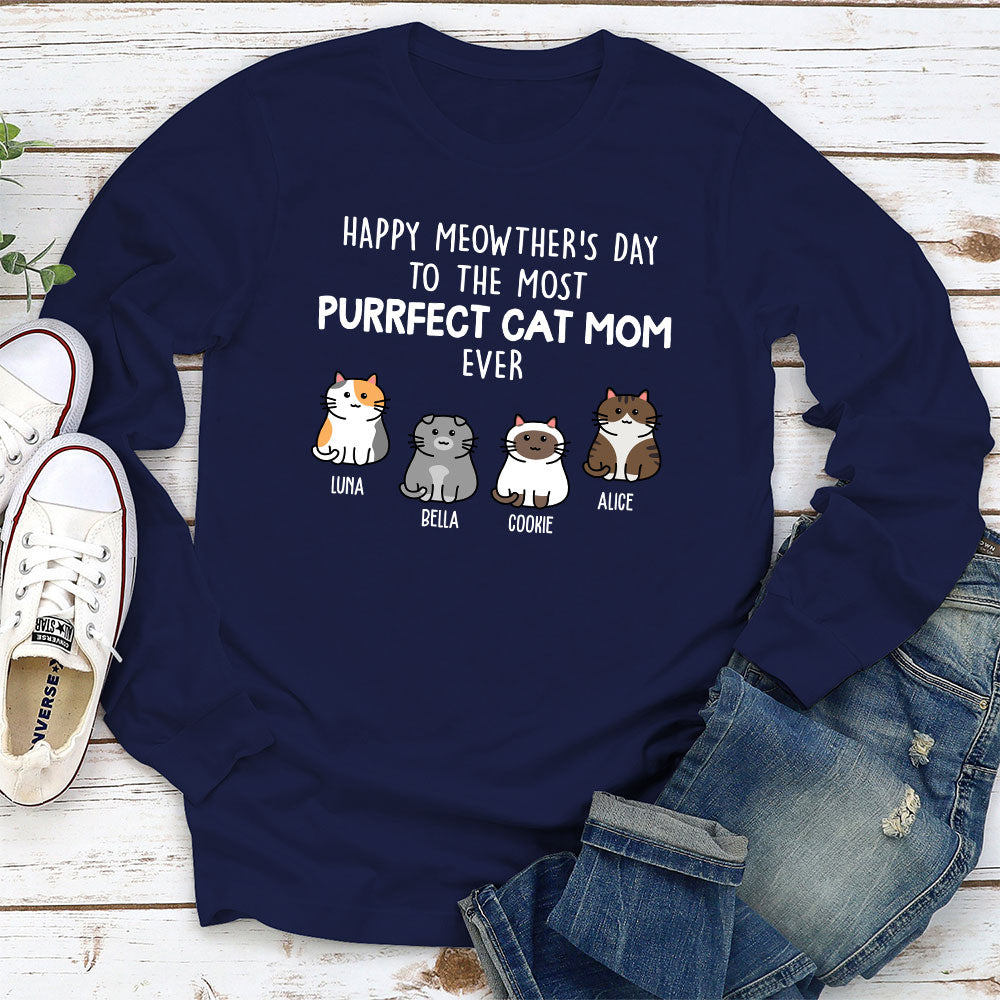 Purrfect Cat Mom 2 - Personalized Custom Long Sleeve T-shirt