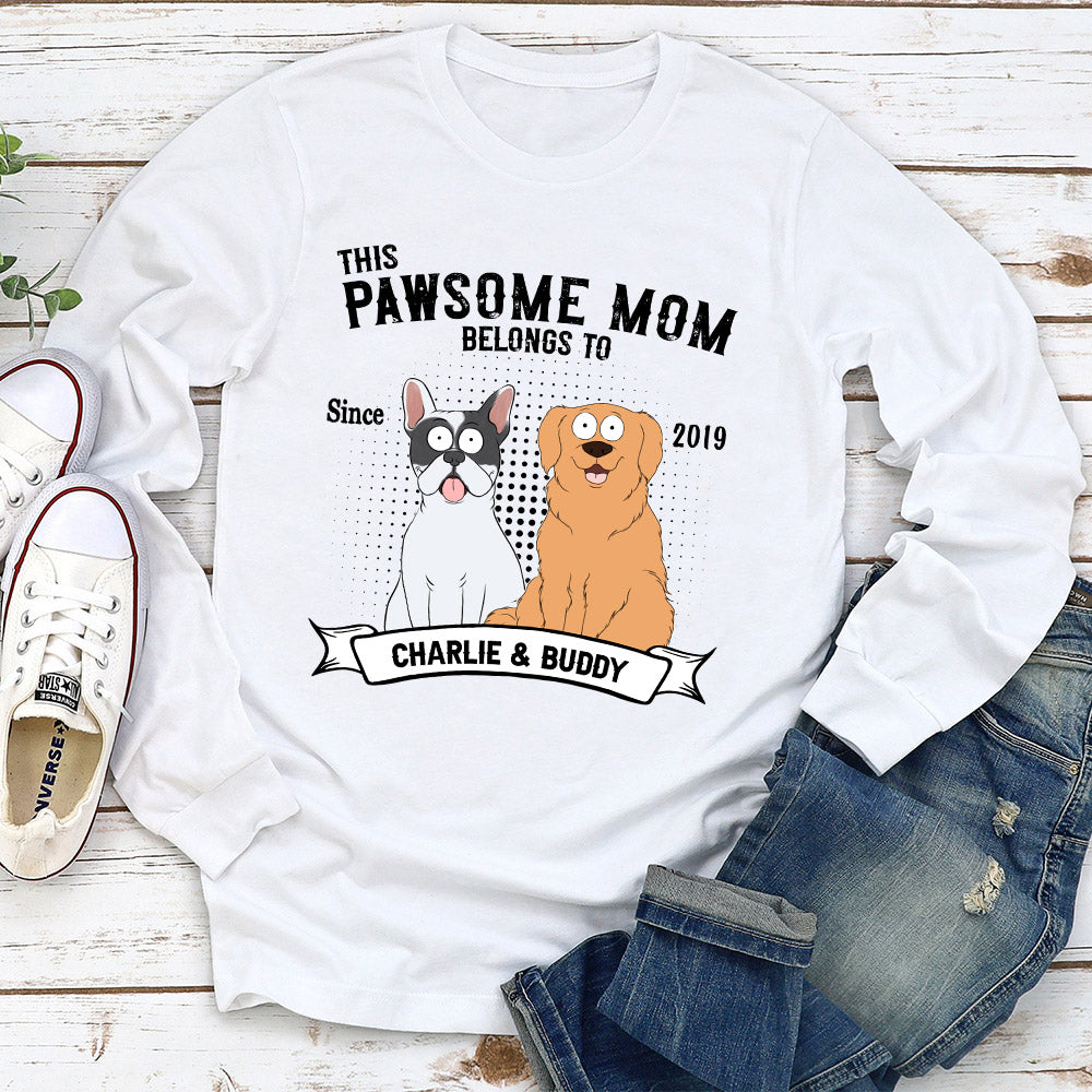 Pawsome Dad Belongs To - Personalized Custom Long Sleeve T-shirt