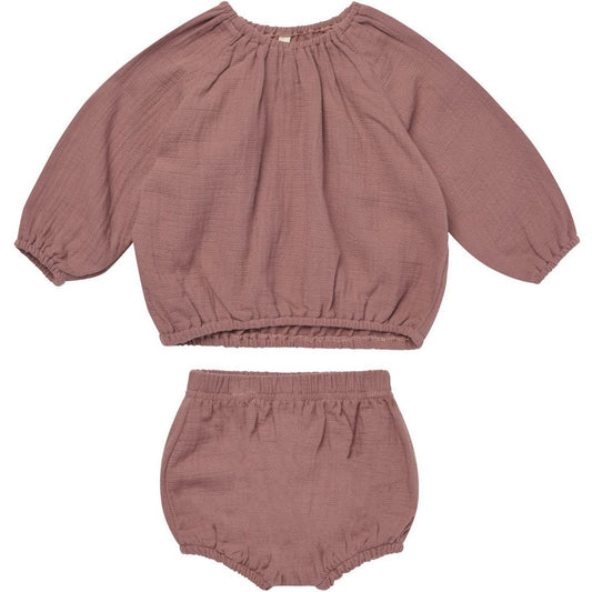 Quincy Mae Cinch Long Sleeve Tee + Bloomer || Fig