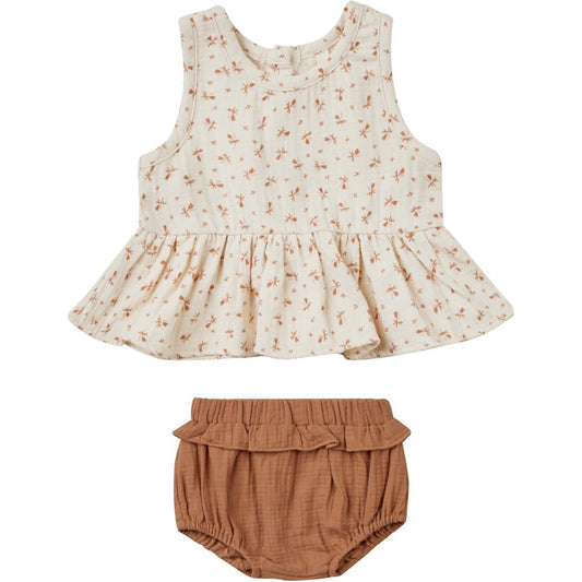 Quincy Mae Sleeveless Peplum Set | Clay Ditsy