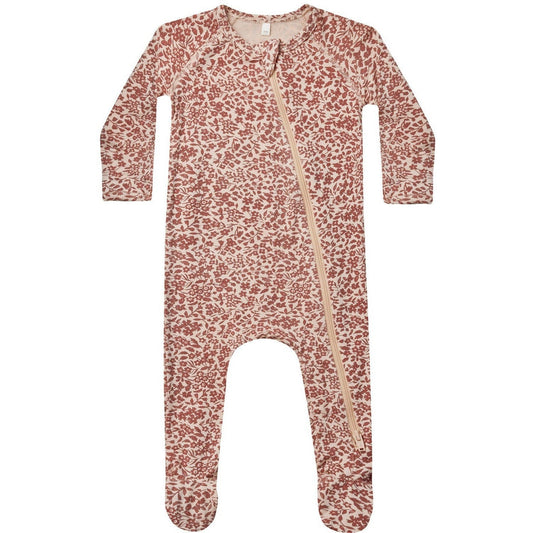 Quincy Mae Bamboo Zip Footie | Flower Field