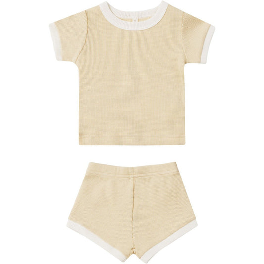 Quincy Mae Waffle Shortie Set | Lemon