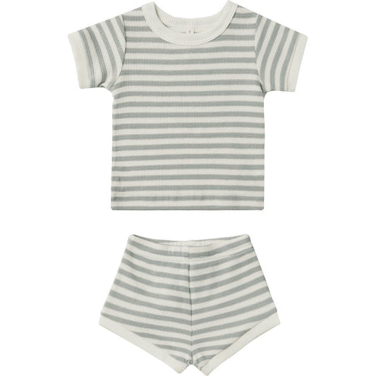 Quincy Mae Waffle Shortie Set | Sky Stripe