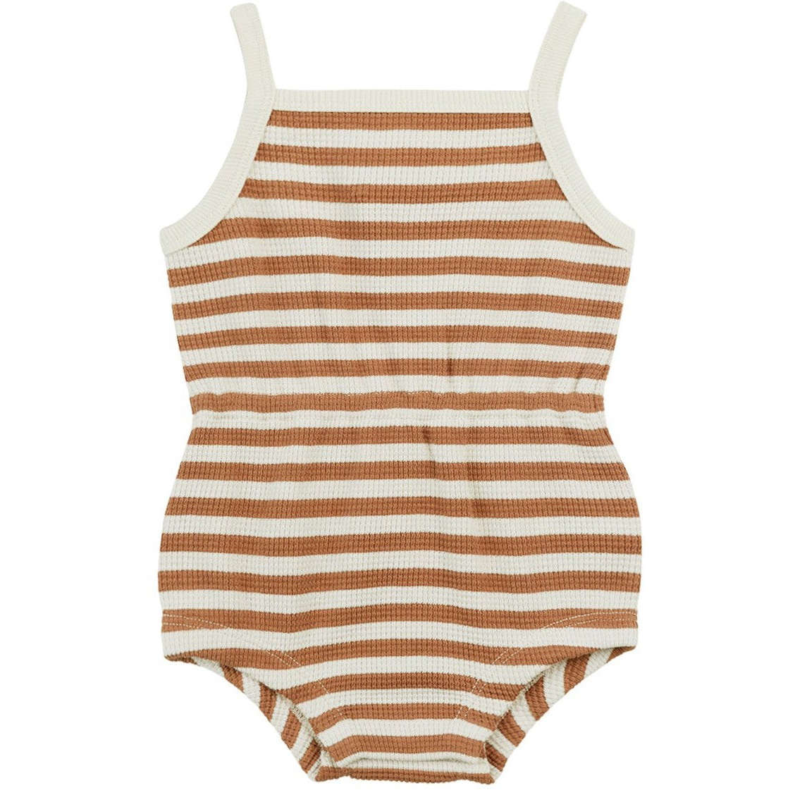 Quincy Mae Waffle Cinch Romper | Clay Stripe