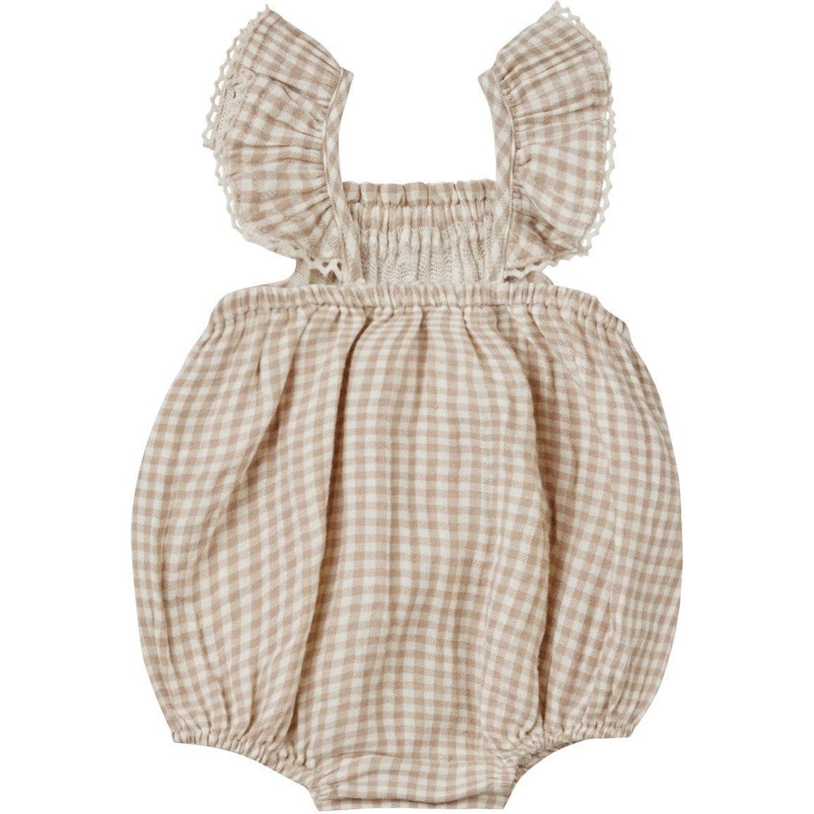 Quincy Mae Bonnie Romper | Oat Gingham
