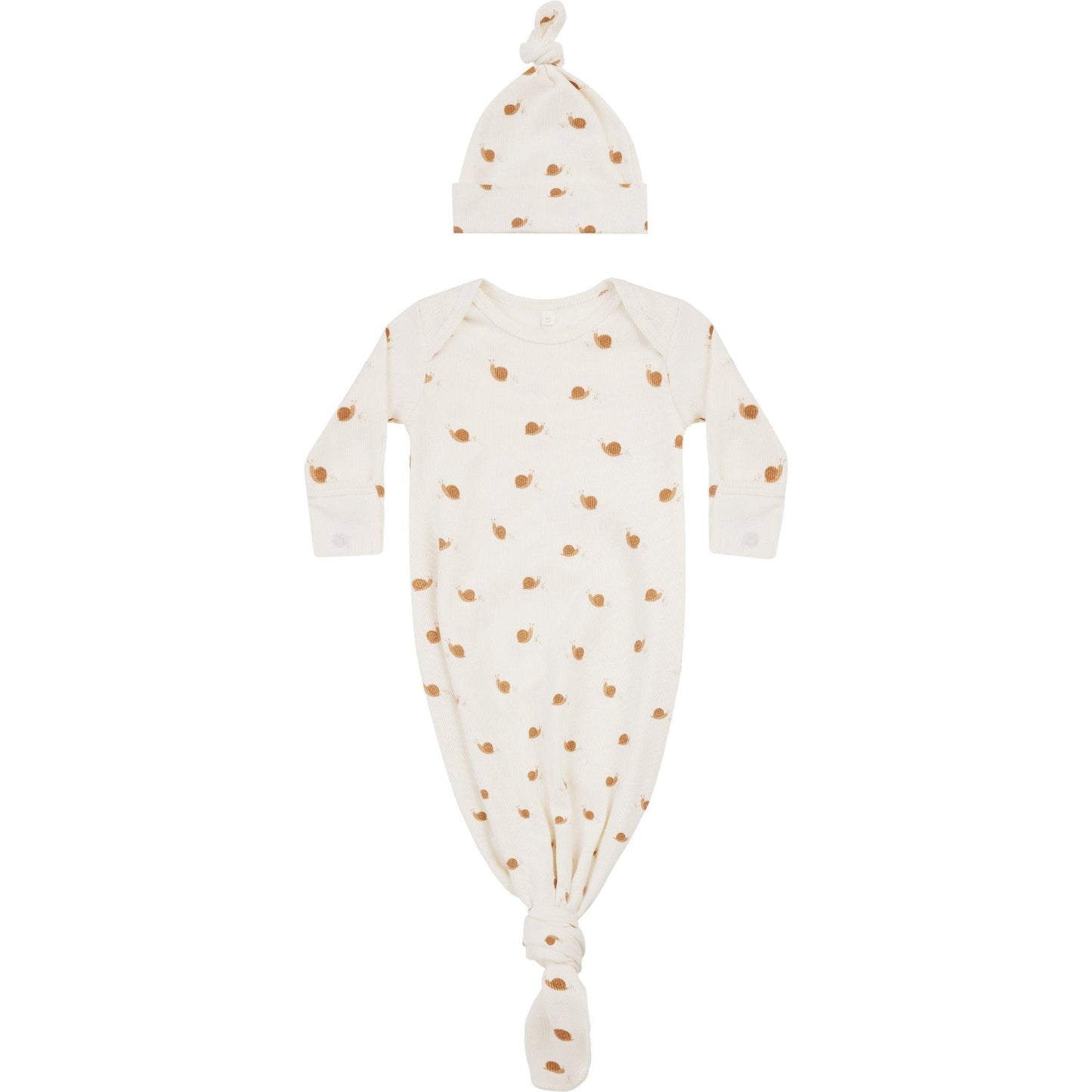 Quincy Mae Knotted Baby Gown + Hat Set | Snails