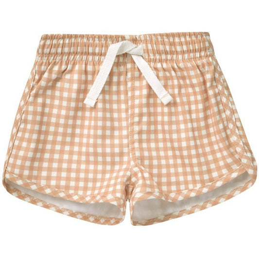 Quincy Mae Boys Swim Short | Melon Gingham