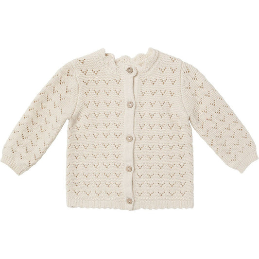 Quincy Mae Scalloped Cardigan || Natural