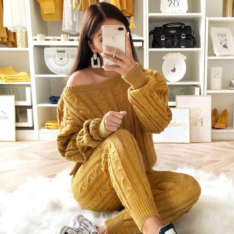 Plus Size Knit Pants Set