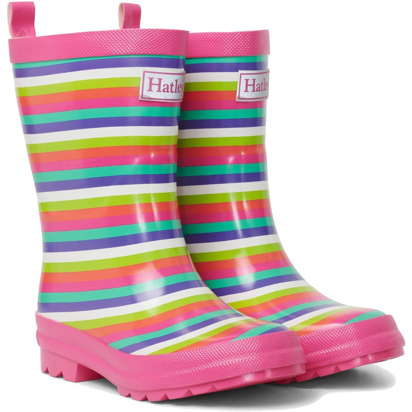 Hatley Rainbow Stripes Shiny Rain Boots