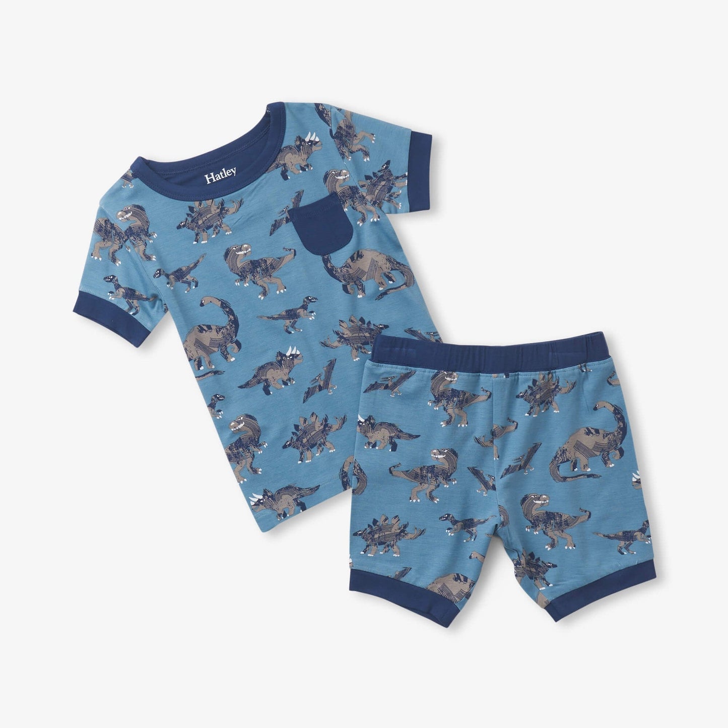 Hatley Broken Dino Stamp Bamboo Short Pajama Set