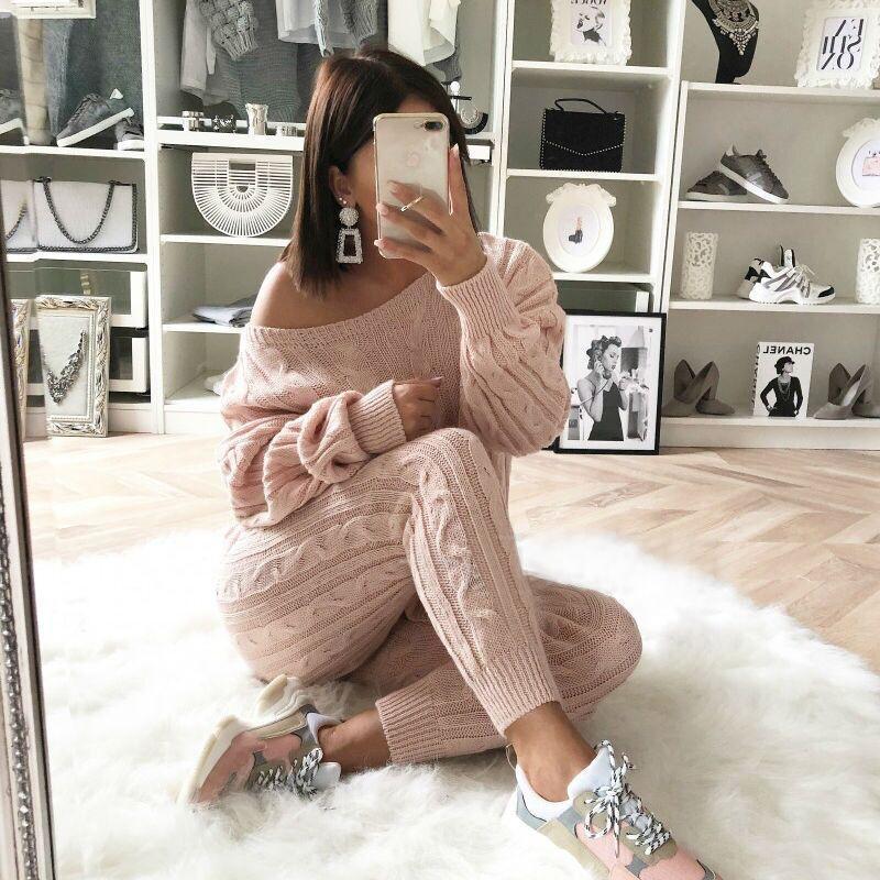 Plus Size Knit Pants Set