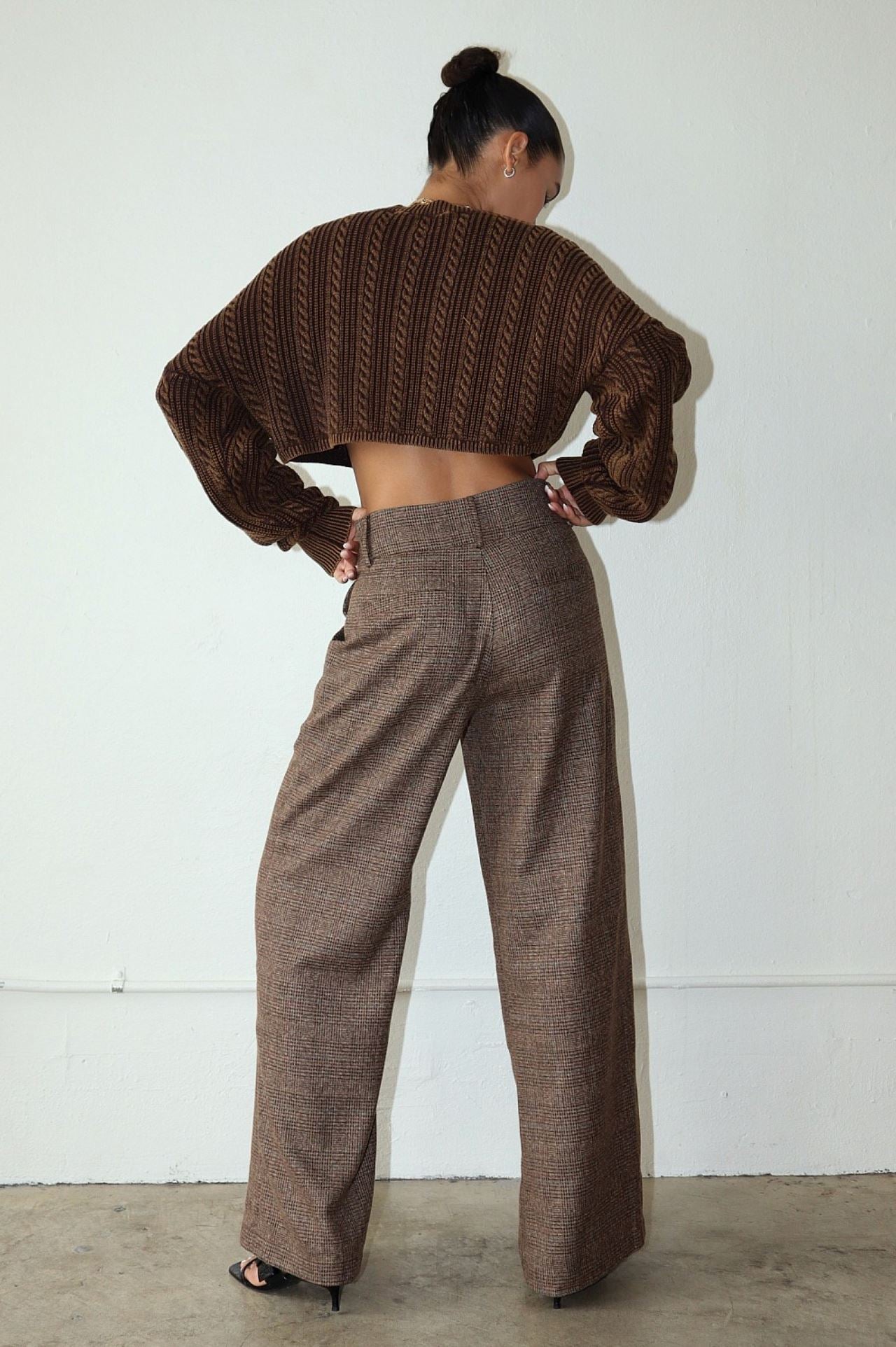 Chocolate Crop Knit Sweater