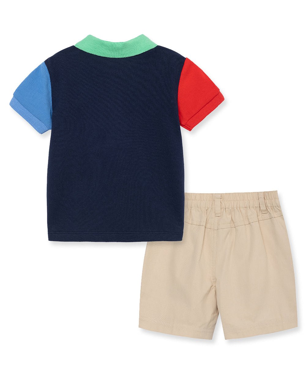 Color Block Polo Short Set