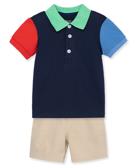 Color Block Polo Short Set
