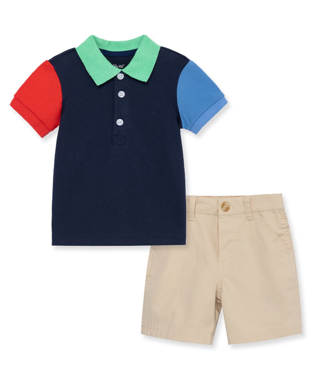 Color Block Polo Short Set