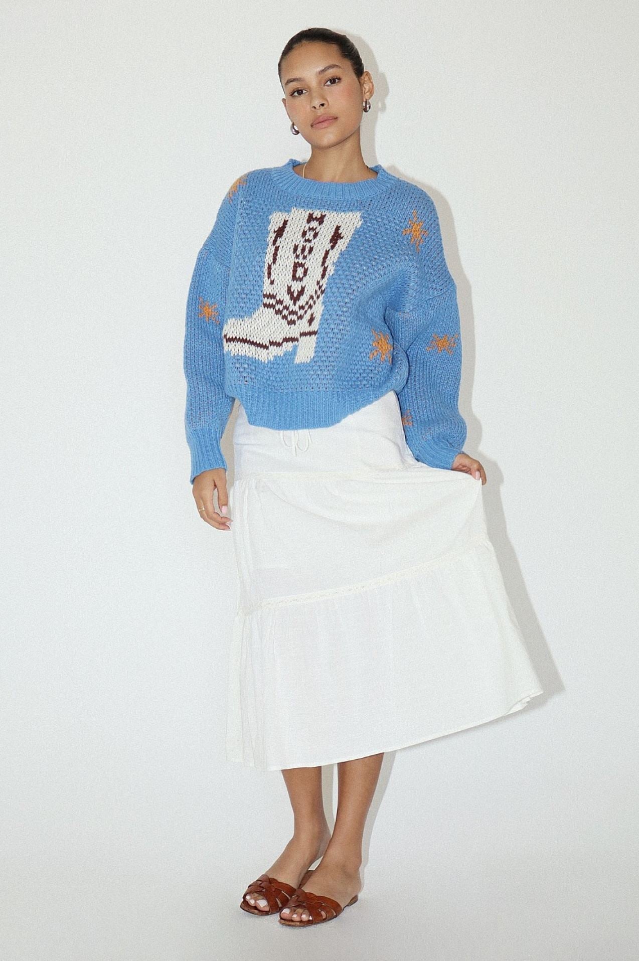 Cotton Tiered Midi Skirt