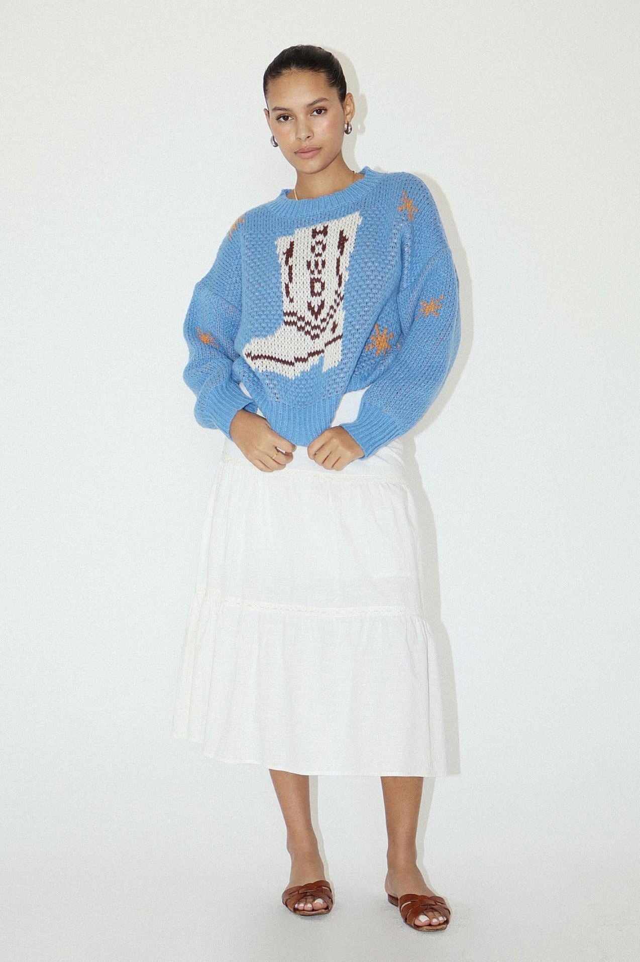 Cotton Tiered Midi Skirt