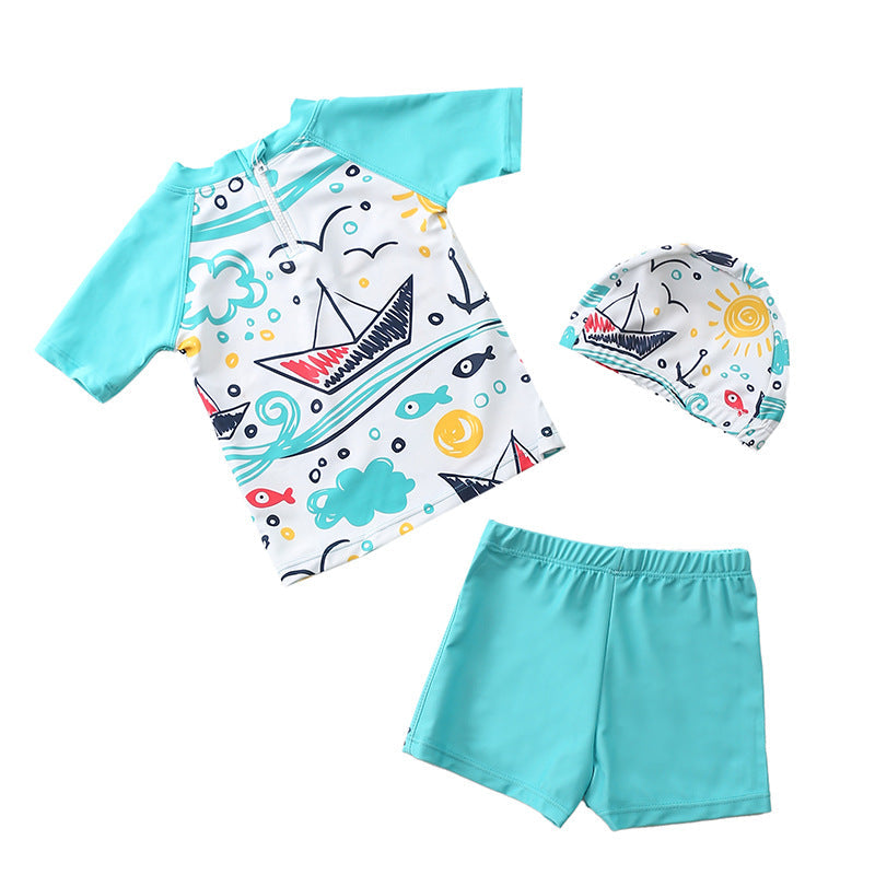 Boy's Split Swimsuit, Stylish and UV-Protection Swimwear