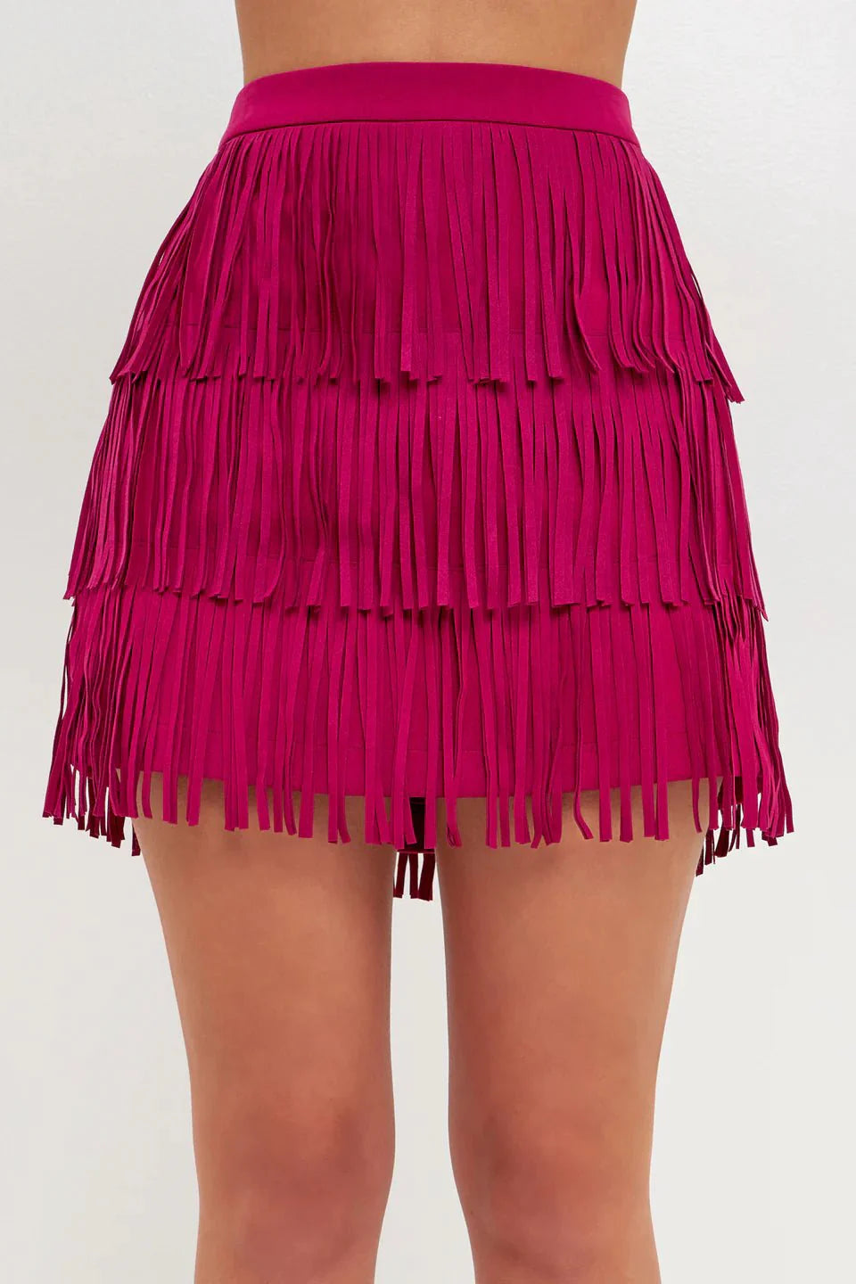 Faux Suede Fringe Mini Skirt