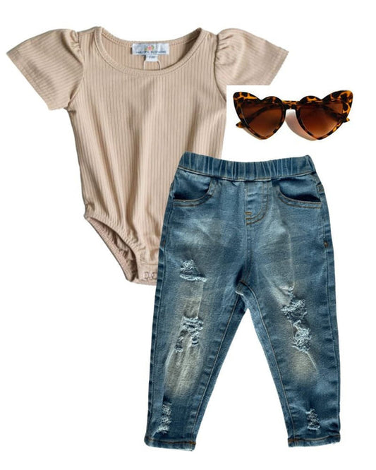 Bailey's Blossom- Halston Gathered Sleeve Leotard- Light Taupe