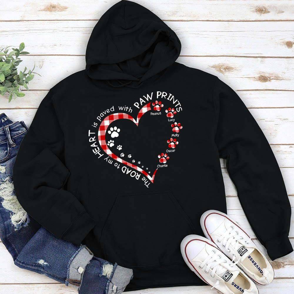 My Heart With Paw Prints  - Personalized Custom Hoodie