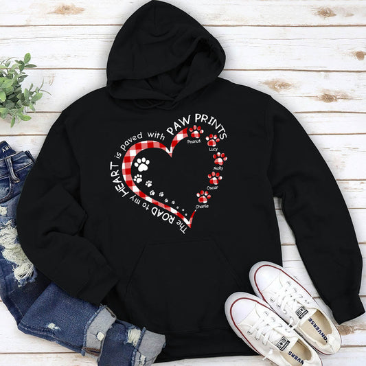 My Heart With Paw Prints  - Personalized Custom Hoodie