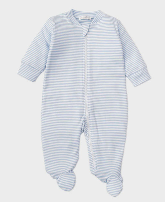 Light Blue Stripes Footie W/Zip