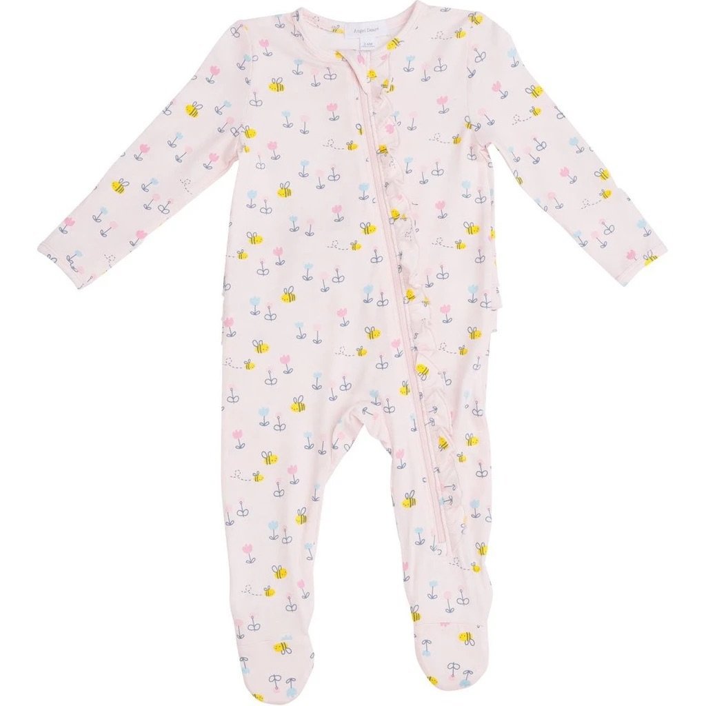Little Bee Ruffle Pink Footie