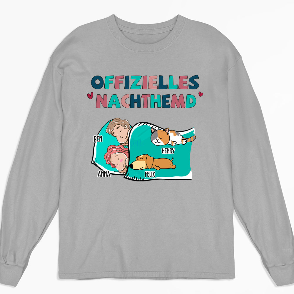 Nachthemd Haustiere Für Paare - Personalisiertes Langarm T-Shirt