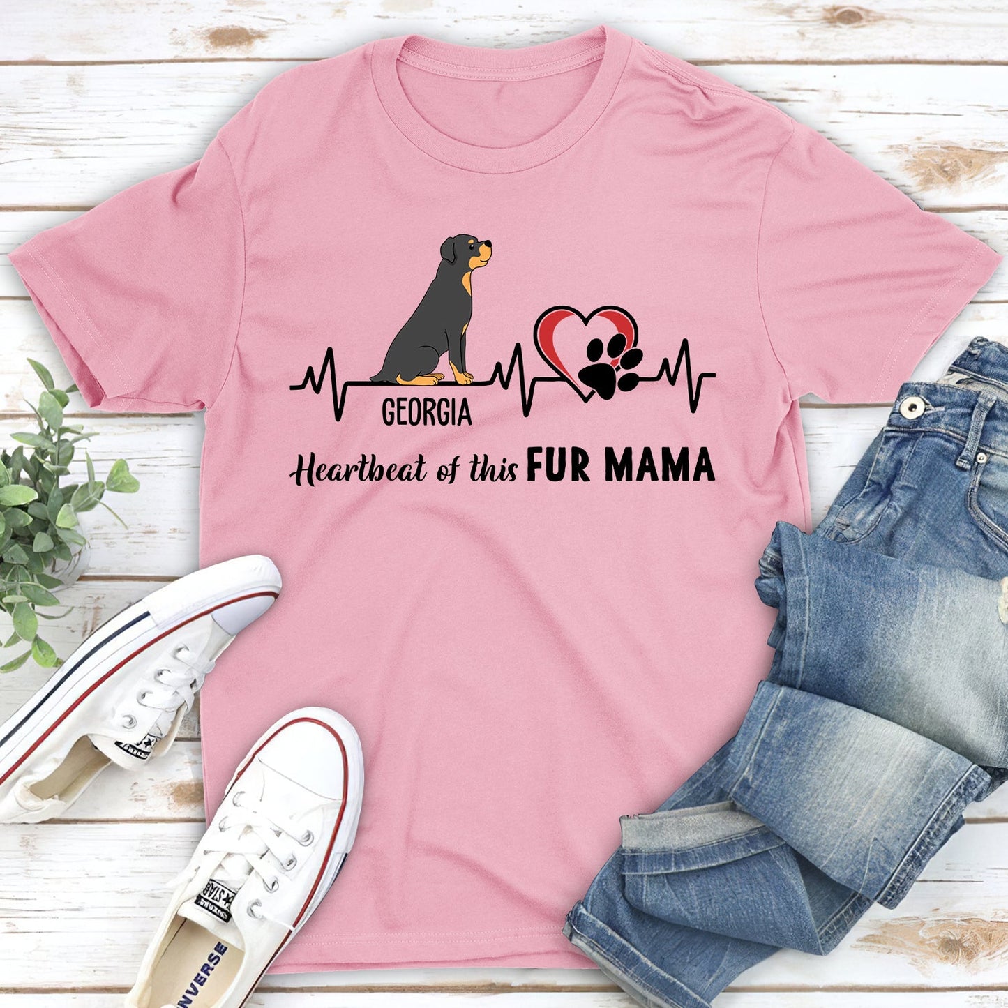 Heartbeat Of Fur Mama - Personalized Custom Unisex T-shirt